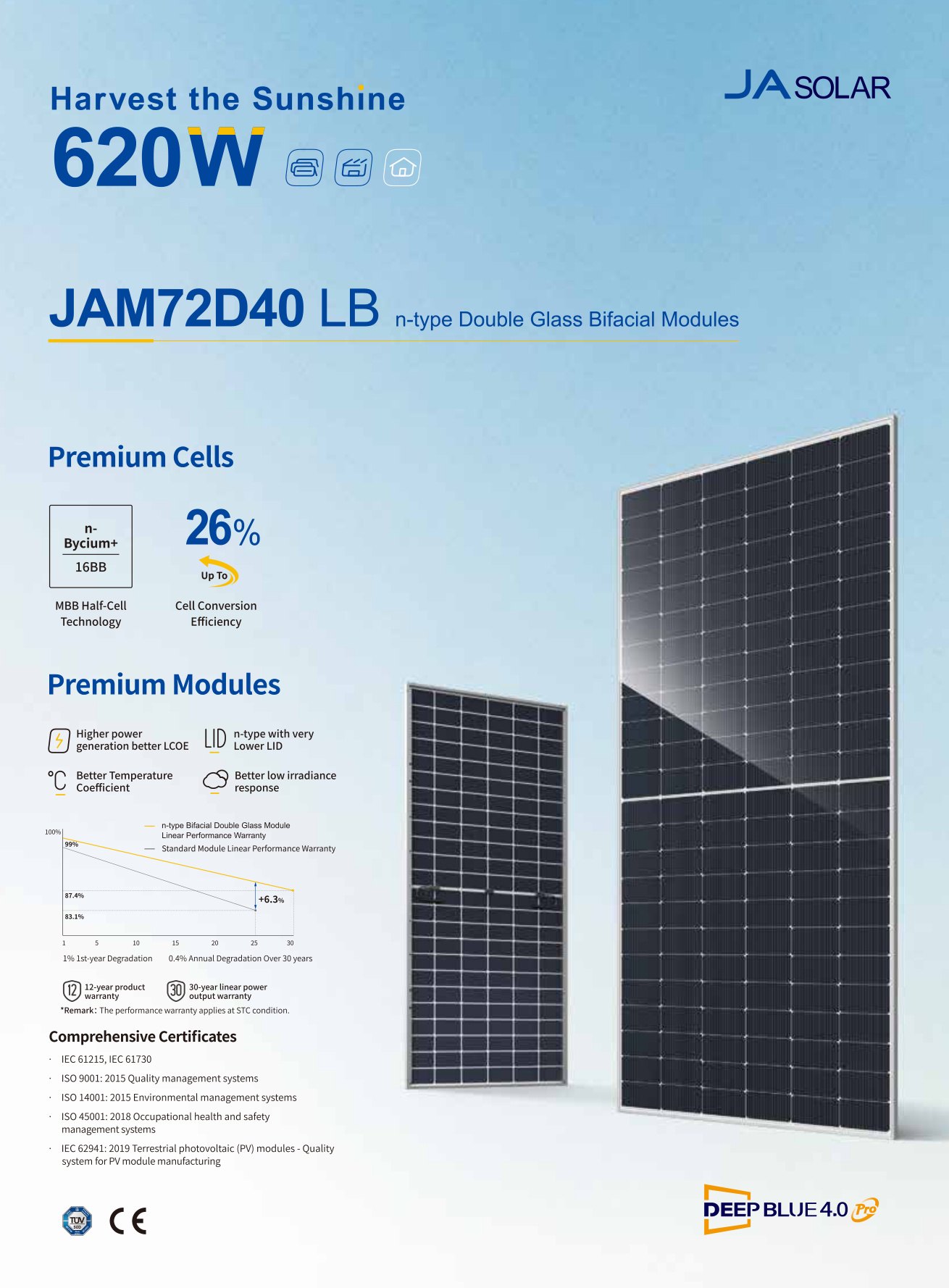 JA Solar JAM72D40 LB 595W panel